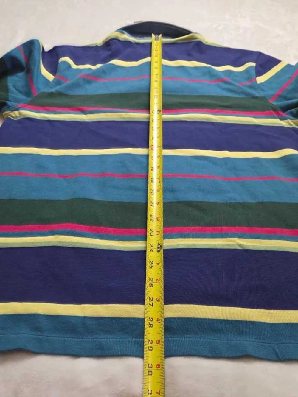 New L J.Crew Rugby longsleeve polo shirt in stripe with denim collar